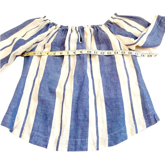 Young Fabulous & Broke Blue & White Stripe Off The Shoulder Globe Top, Size SM - Picture 10 of 12
